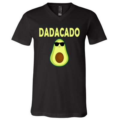 Dadacado Funny Avocado Dad Fathers Day Daddy V-Neck T-Shirt