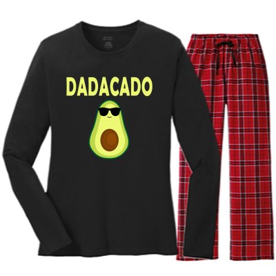 Dadacado Funny Avocado Dad Fathers Day Daddy Women's Long Sleeve Flannel Pajama Set 