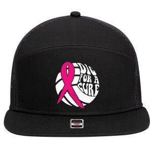 Dig For A Cure Breast Cancer Awareness Volleyball Pink Out 7 Panel Mesh Trucker Snapback Hat