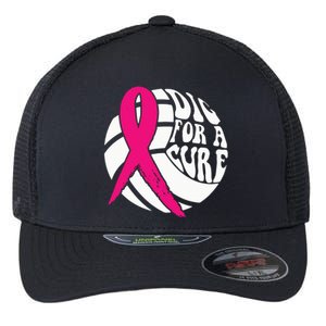 Dig For A Cure Breast Cancer Awareness Volleyball Pink Out Flexfit Unipanel Trucker Cap