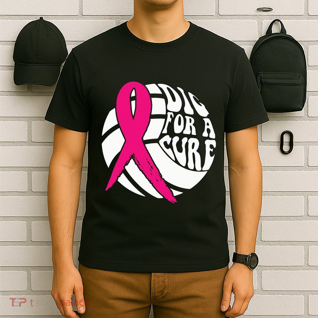 Dig For A Cure Breast Cancer Awareness Volleyball Pink Out T-Shirt