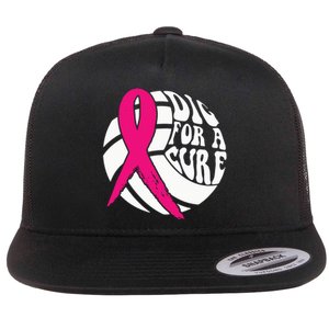 Dig For A Cure Breast Cancer Awareness Volleyball Pink Out Flat Bill Trucker Hat