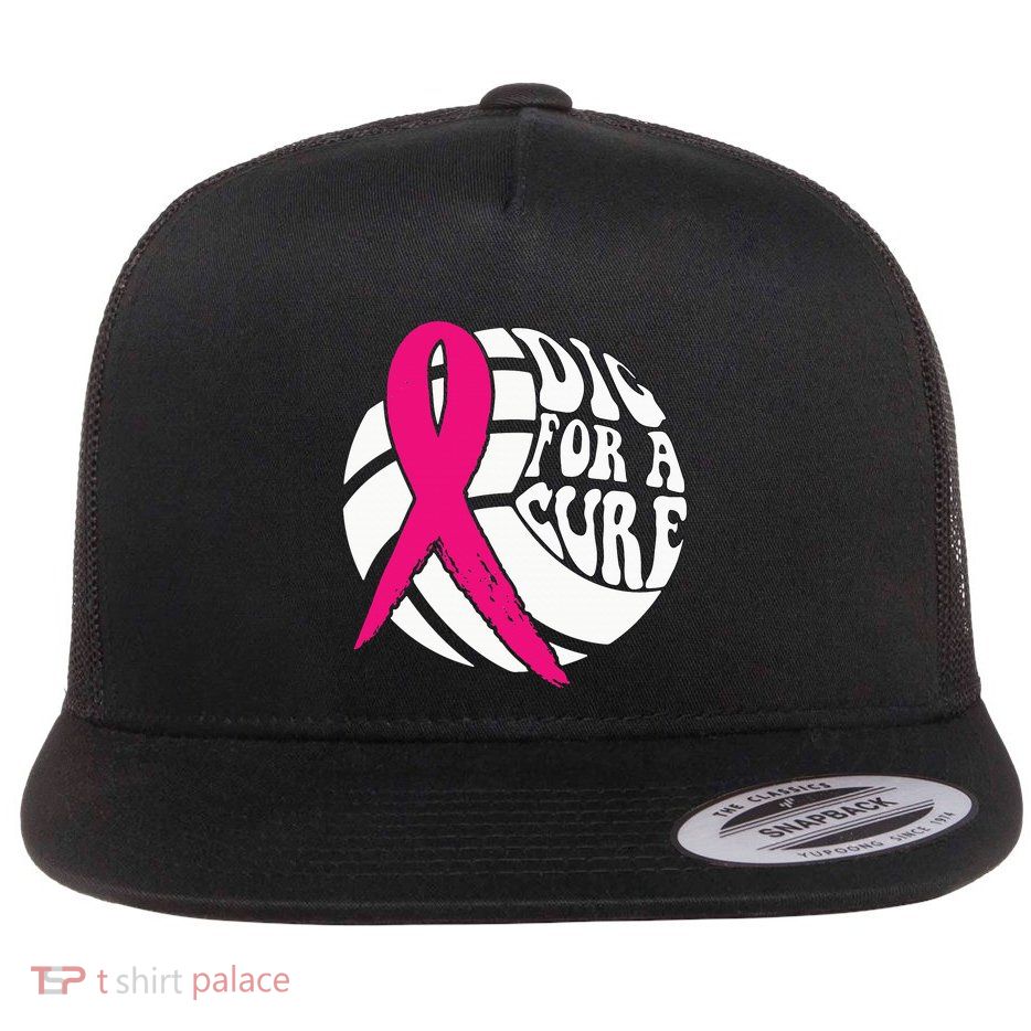 Dig For A Cure Breast Cancer Awareness Volleyball Pink Out Flatbill Hat