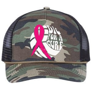 Dig For A Cure Breast Cancer Awareness Volleyball Pink Out Retro Rope Trucker Hat Cap