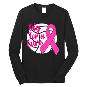 Dig For A Cure Breast Cancer Awareness Volleyball Long Sleeve Shirt