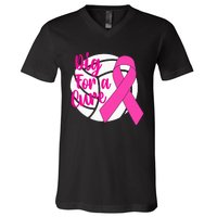 Dig For A Cure Breast Cancer Awareness Volleyball V-Neck T-Shirt