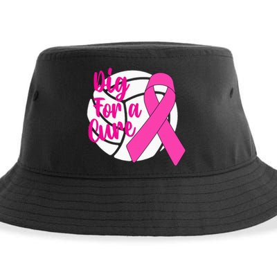 Dig For A Cure Breast Cancer Awareness Volleyball Sustainable Bucket Hat