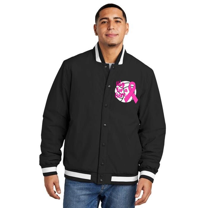 Dig For A Cure Breast Cancer Awareness Volleyball Insulated Varsity Jacket