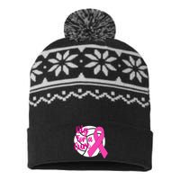 Dig For A Cure Breast Cancer Awareness Volleyball USA-Made Snowflake Beanie