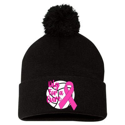 Dig For A Cure Breast Cancer Awareness Volleyball Pom Pom 12in Knit Beanie