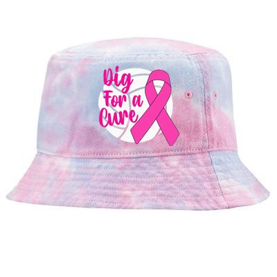 Dig For A Cure Breast Cancer Awareness Volleyball Tie-Dyed Bucket Hat