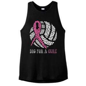 Dig For A Cure Breast Cancer Awareness Volleyball Pink Out Ladies PosiCharge Tri-Blend Wicking Tank