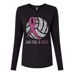 Dig For A Cure Breast Cancer Awareness Volleyball Pink Out Womens Cotton Relaxed Long Sleeve T-Shirt