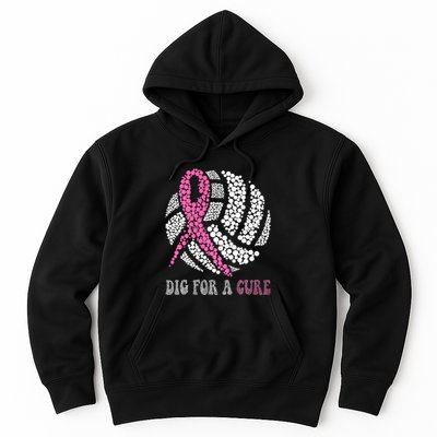 Dig For A Cure Breast Cancer Awareness Volleyball Pink Out Hoodie