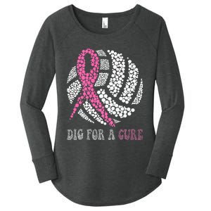 Dig For A Cure Breast Cancer Awareness Volleyball Pink Out Women's Perfect Tri Tunic Long Sleeve Shirt