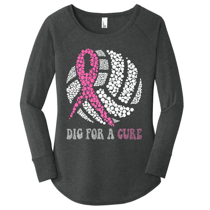 Dig For A Cure Breast Cancer Awareness Volleyball Pink Out Women's Perfect Tri Tunic Long Sleeve Shirt