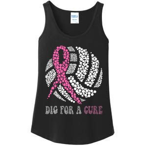 Dig For A Cure Breast Cancer Awareness Volleyball Pink Out Ladies Essential Tank