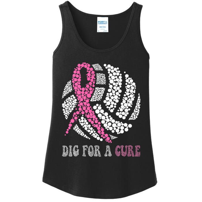 Dig For A Cure Breast Cancer Awareness Volleyball Pink Out Ladies Essential Tank