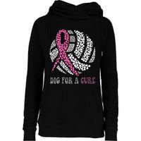 Dig For A Cure Breast Cancer Awareness Volleyball Pink Out Womens Funnel Neck Pullover Hood