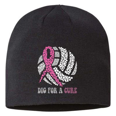Dig For A Cure Breast Cancer Awareness Volleyball Pink Out Sustainable Beanie