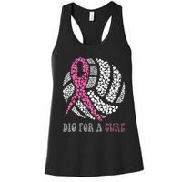 Dig For A Cure Breast Cancer Awareness Volleyball Pink Out Women's Racerback Tank