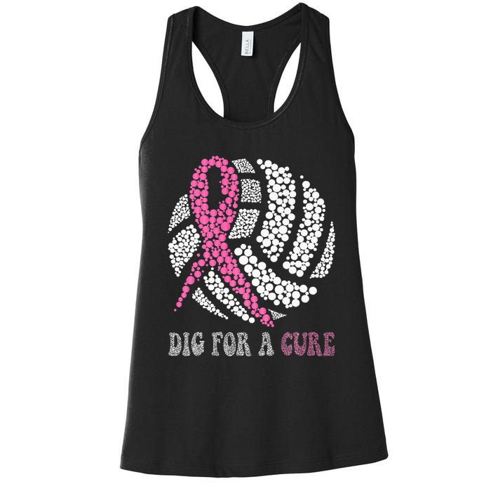 Dig For A Cure Breast Cancer Awareness Volleyball Pink Out Women's Racerback Tank