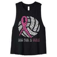 Dig For A Cure Breast Cancer Awareness Volleyball Pink Out Women's Racerback Cropped Tank