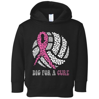 Dig For A Cure Breast Cancer Awareness Volleyball Pink Out Toddler Hoodie