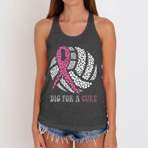 Dig For A Cure Breast Cancer Awareness Volleyball Pink Out Women's Knotted Racerback Tank