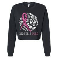 Dig For A Cure Breast Cancer Awareness Volleyball Pink Out Cropped Pullover Crew