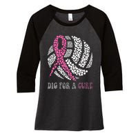 Dig For A Cure Breast Cancer Awareness Volleyball Pink Out Women's Tri-Blend 3/4-Sleeve Raglan Shirt