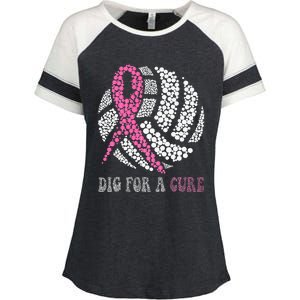 Dig For A Cure Breast Cancer Awareness Volleyball Pink Out Enza Ladies Jersey Colorblock Tee