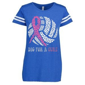 Dig For A Cure Breast Cancer Awareness Volleyball Pink Out Enza Ladies Jersey Football T-Shirt