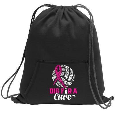 Dig For A Cure Breast Cancer Awareness Volleyball Pink Out Sweatshirt Cinch Pack Bag