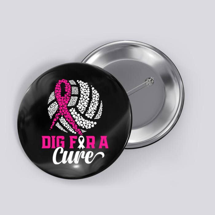 Dig For A Cure Breast Cancer Awareness Volleyball Pink Out Button