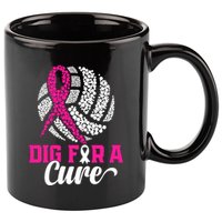 Dig For A Cure Breast Cancer Awareness Volleyball Pink Out 11oz C Handle Ceramic Mug