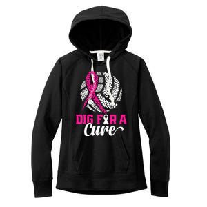 Dig For A Cure Breast Cancer Awareness Volleyball Pink Out Women's Fleece Hoodie