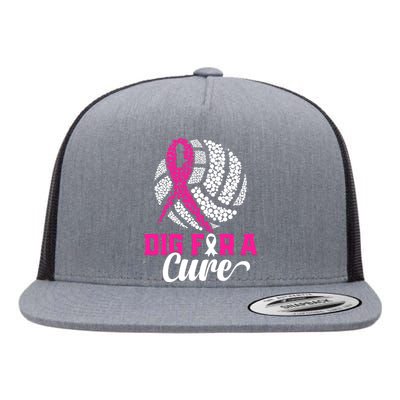 Dig For A Cure Breast Cancer Awareness Volleyball Pink Out Flat Bill Trucker Hat