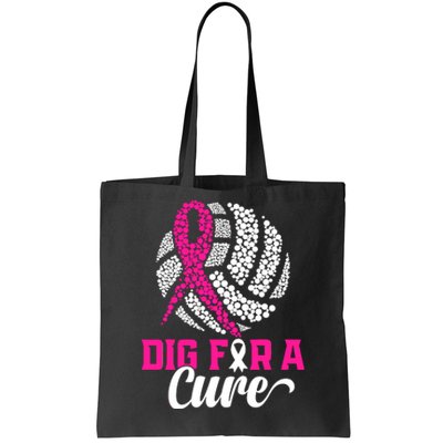 Dig For A Cure Breast Cancer Awareness Volleyball Pink Out Tote Bag