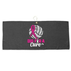 Dig For A Cure Breast Cancer Awareness Volleyball Pink Out Large Microfiber Waffle Golf Towel