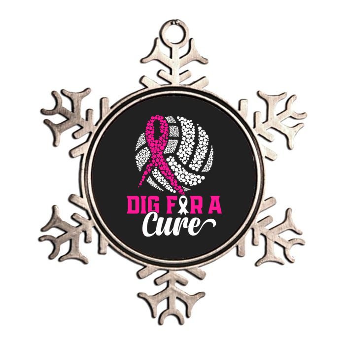 Dig For A Cure Breast Cancer Awareness Volleyball Pink Out Metallic Star Ornament