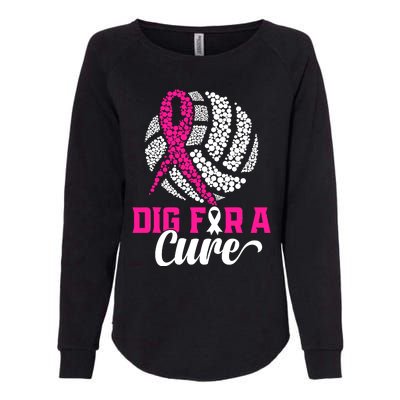 Dig For A Cure Breast Cancer Awareness Volleyball Pink Out Womens California Wash Sweatshirt