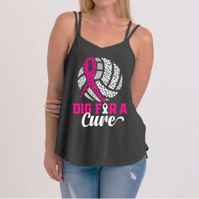 Dig For A Cure Breast Cancer Awareness Volleyball Pink Out Women's Strappy Tank