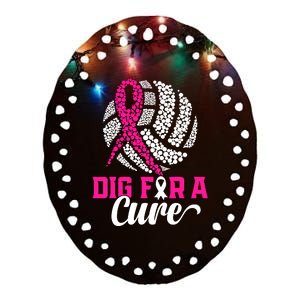 Dig For A Cure Breast Cancer Awareness Volleyball Pink Out Ceramic Oval Ornament