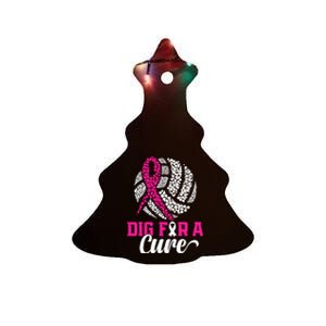 Dig For A Cure Breast Cancer Awareness Volleyball Pink Out Ceramic Tree Ornament