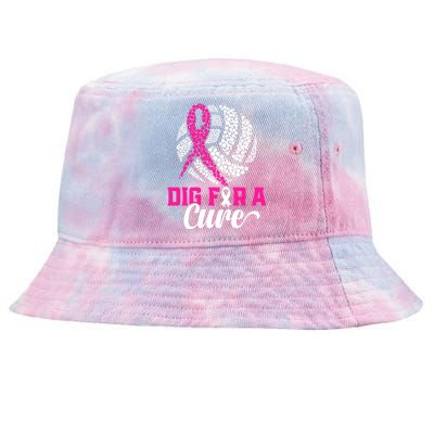 Dig For A Cure Breast Cancer Awareness Volleyball Pink Out Tie-Dyed Bucket Hat