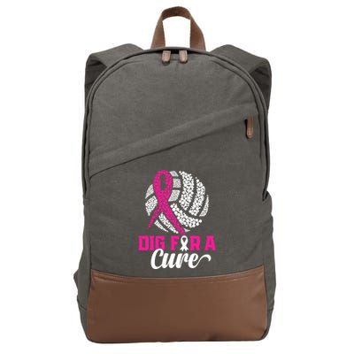 Dig For A Cure Breast Cancer Awareness Volleyball Pink Out Cotton Canvas Backpack