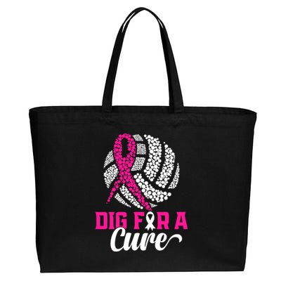 Dig For A Cure Breast Cancer Awareness Volleyball Pink Out Cotton Canvas Jumbo Tote