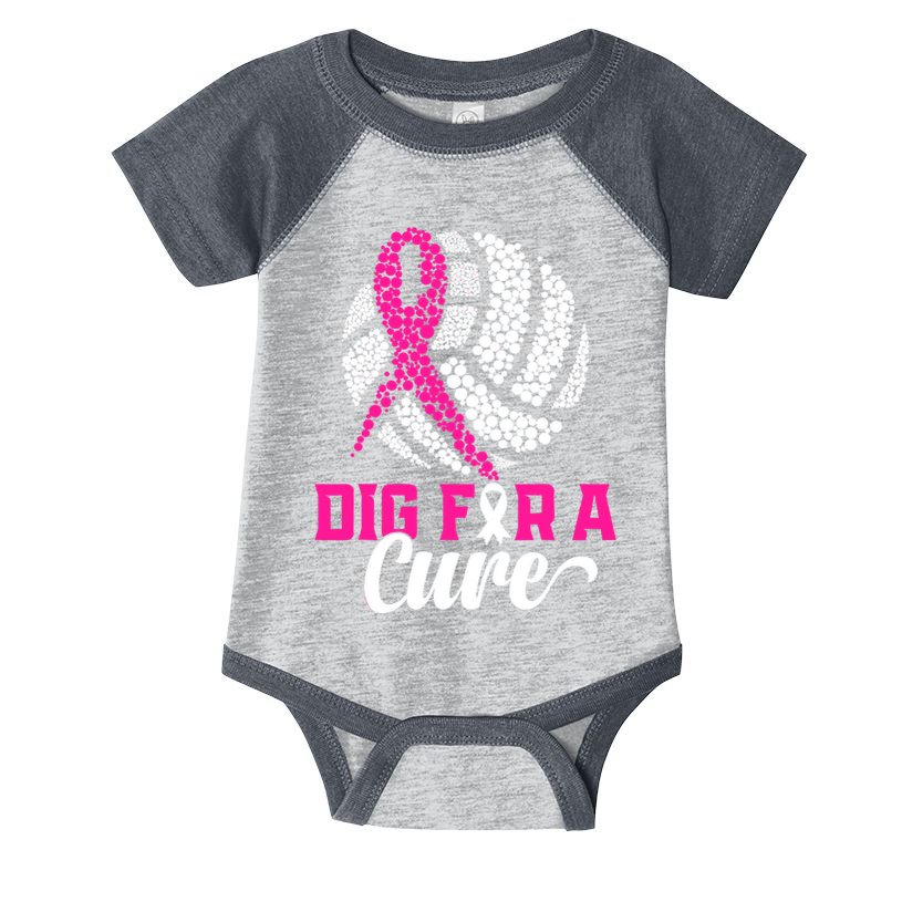Dig For A Cure Breast Cancer Awareness Volleyball Pink Out Infant Baby Jersey Bodysuit