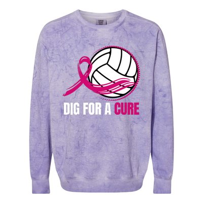 Dig For A Cure Breast Cancer Awareness Volleyball Pink Out Colorblast Crewneck Sweatshirt